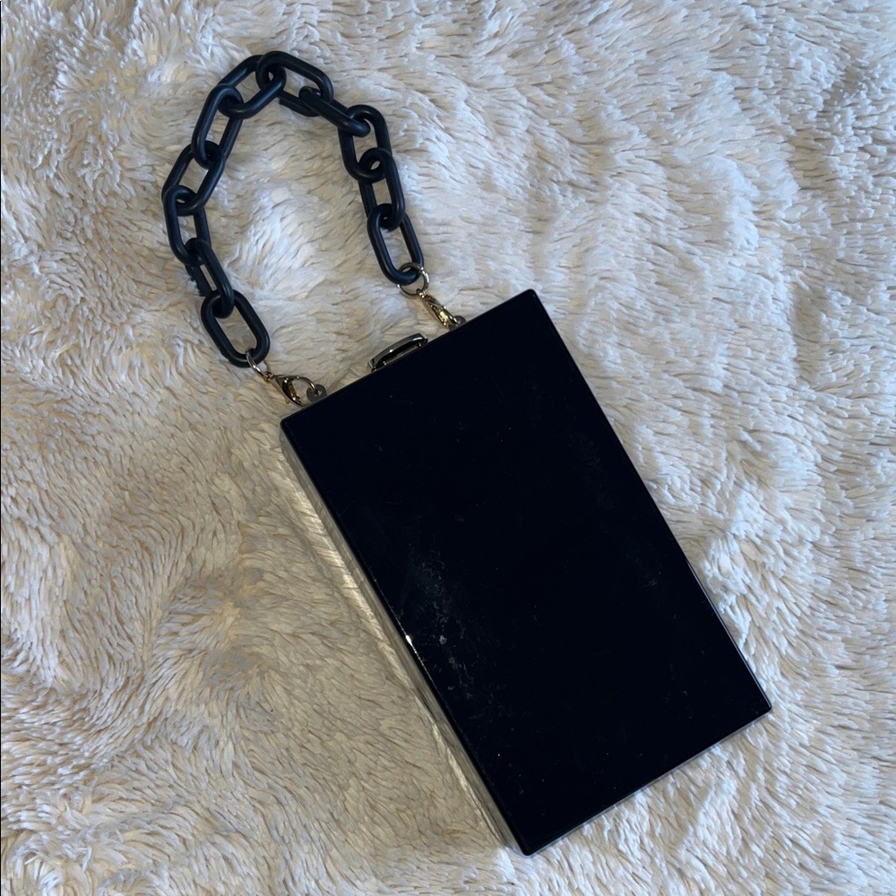 A New Day Black Box Clutch with Gold Accents